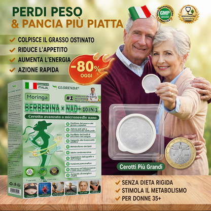𝐎𝐟𝐟𝐢𝐜𝐢𝐚𝐥 𝐒𝐭𝐨𝐫𝐞 | 🔥 Più di 10 scatole! Sconto del 30%! Il patch GLORENDA® Moringa · Berberina × NAD+ 10-in-1, testato e sicuro, supporta il peso, la glicemia, la digestione e l'energia con 4-6 patch per risultati duraturi!